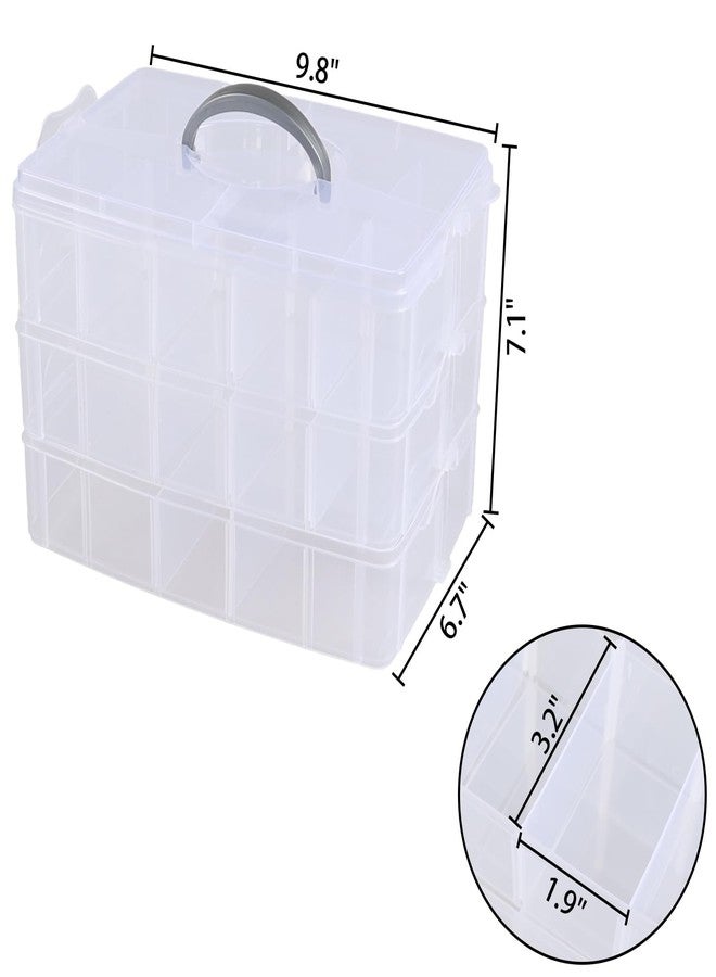 Yesdate 3-Tier Stackable Storage Container Box with Dividers-30 Compartments, Bead Organizers with Latch Lid for Art Craft Storage, Washi Tape, Ornaments, Jewelry, Beauty & Sewing Supplies - Image 2